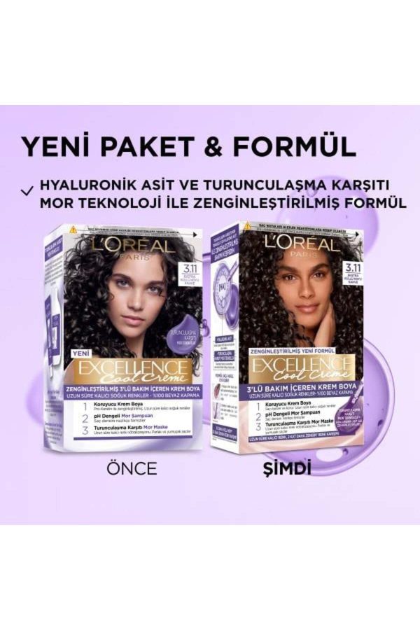 L'Oréal Paris Excellence Cool Creme 6.11 Ekstra Küllü Koyu Kumral Saç Boyası - Görsel 2