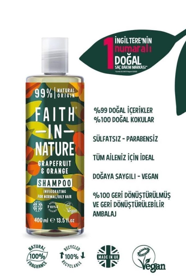 %99 Doğal Tazeleyici Şampuan Greyfurt&portakal Normal&yağlanmaya-kepeğe Meyilli Saçlar Için - Görsel 2