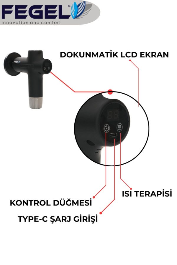 Fg-711 Plus Yeni Nesil Şarjlı Isıtmalı Ve Soğuk Terapili 6 Uçlu Sporcu Masaj Tabancası - Görsel 5