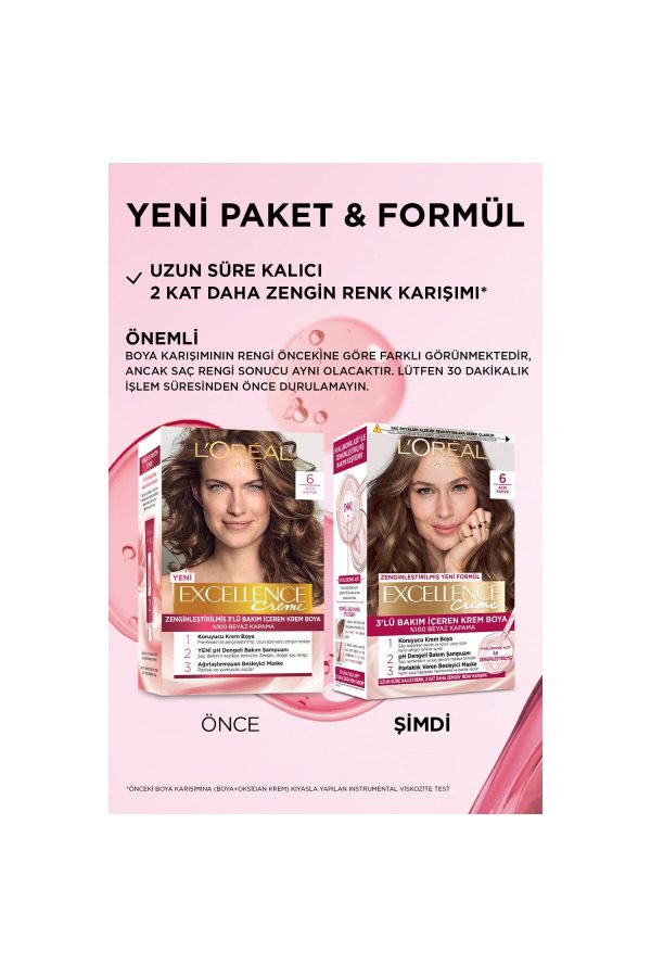 L'oréal Paris Excellence Creme Saç Boyası - 6 Açık Kahve - Görsel 3