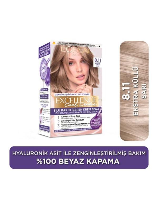 L'Oréal Paris Excellence Cool Creme 8.11 Ekstra Küllü Sarı Saç Boyası
