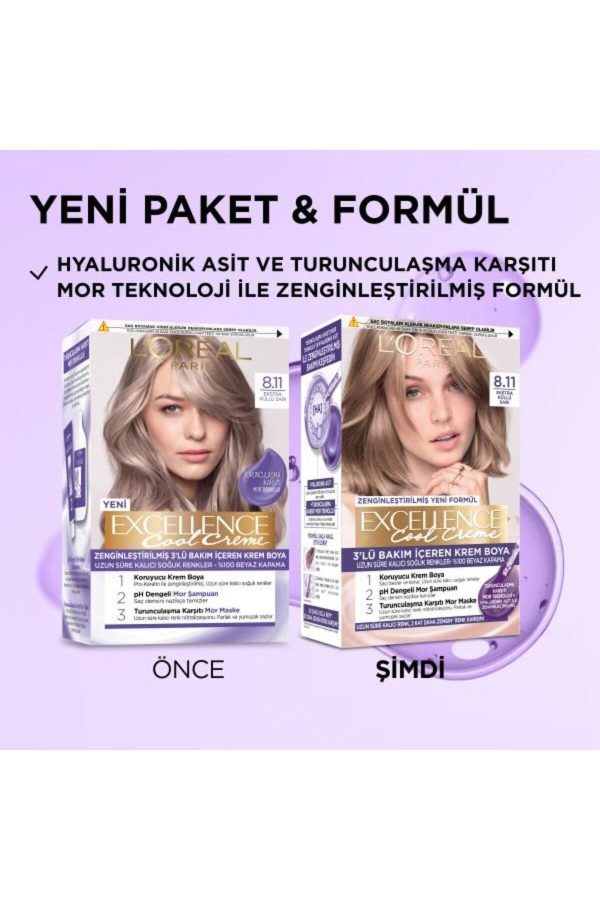 L'Oréal Paris Excellence Cool Creme 8.11 Ekstra Küllü Sarı Saç Boyası - Görsel 2