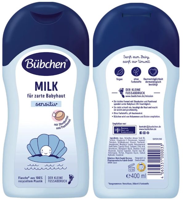 Marka: Bubchen Bebek Nemlendirici Süt 400 Ml Kategori: Bebek Banyo Aksesuarları - Görsel 3