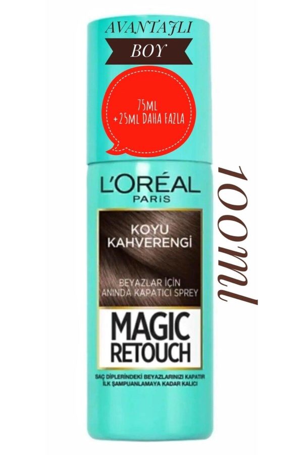 Magic Retouch Beyaz Saçlar için Kapatıcı Koyu Kahverengi Saç Boyası 100 ml