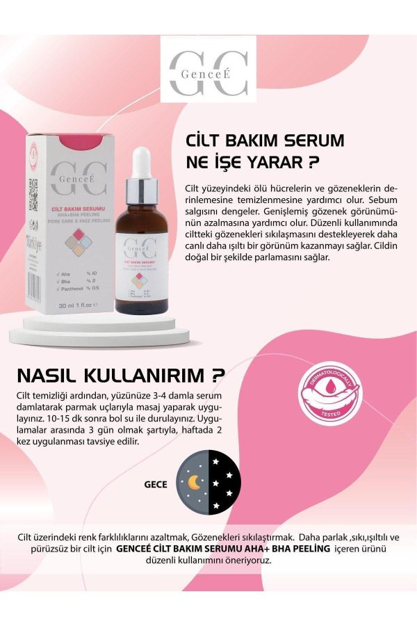 Canlandırıcı & Cilt Tonu Eşitleyici Kırmızı Peeling Aha Bha Serum 30ml - Görsel 4