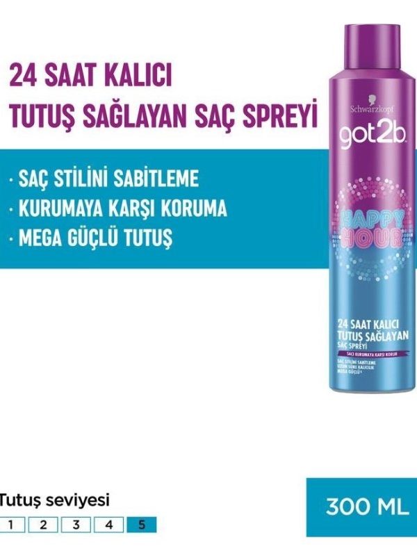 Happy Hour 24 Saat Kalıcı Tutuş Sağlayan Saç Spreyi 300 ml