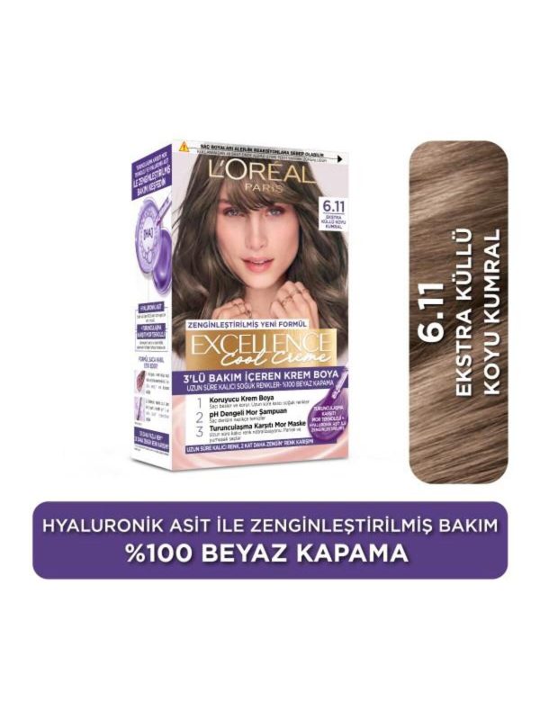 L'Oréal Paris Excellence Cool Creme 6.11 Ekstra Küllü Koyu Kumral Saç Boyası