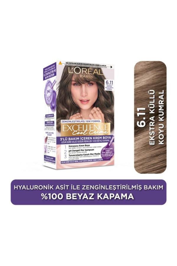 L'Oréal Paris Excellence Cool Creme 6.11 Ekstra Küllü Koyu Kumral Saç Boyası
