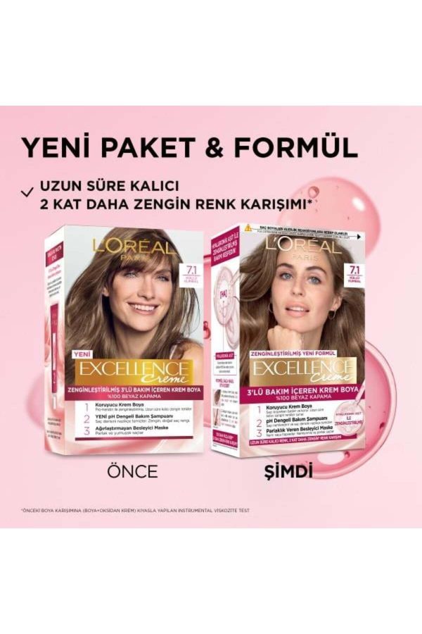 L'Oréal Paris Excellence Creme 7.1 Küllü Kumral Saç Boyası - Görsel 2