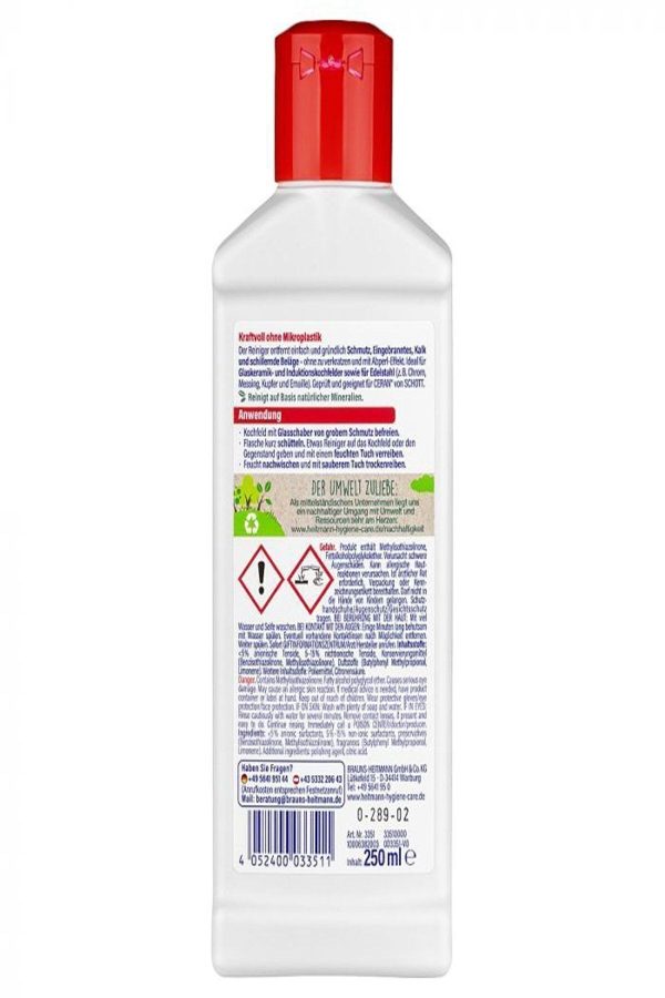 Cam, Seramik, Inox Ocak Temizleyici, Yağ Ve Kireç Çözücü 250 ml - Görsel 2