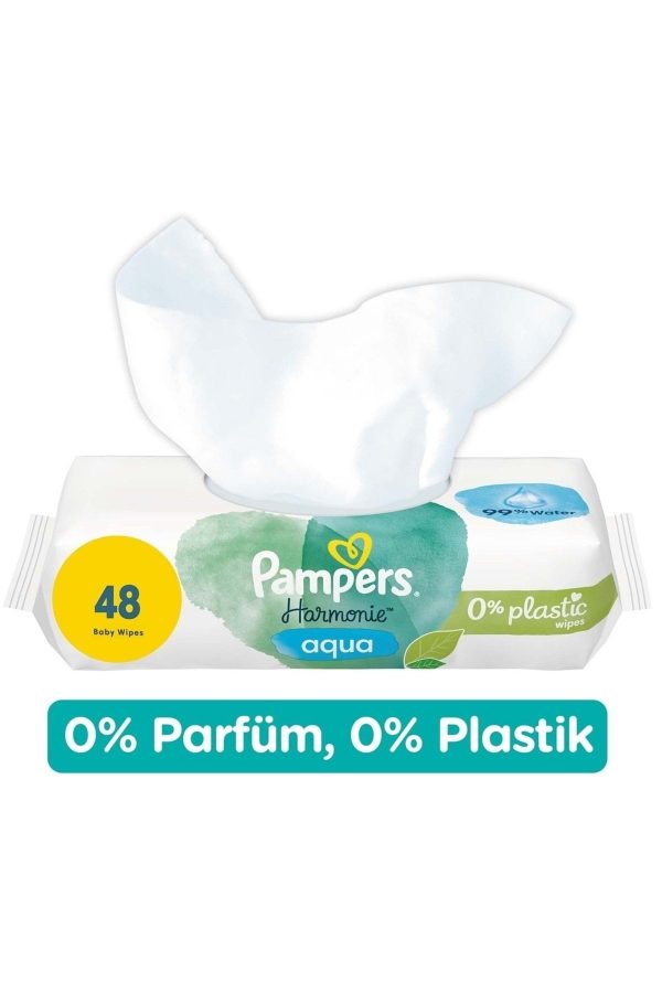 Pampers Harmonie Islak Havlu Mendil Aqua Pure 48 Yaprak Tekli Pk Organik Pamuk - Görsel 4